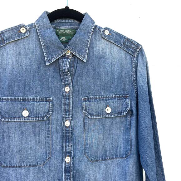 Vintage Ralph Lauren Jeans Cotton Denim Button Down Shirt Western Hong Kong M - Picture 5 of 8